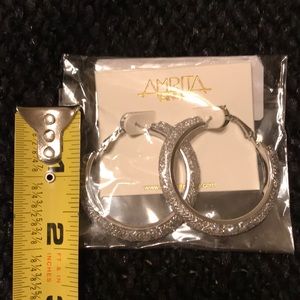 🆕 Amrita Singh Silver Crystal Mesh Hoops